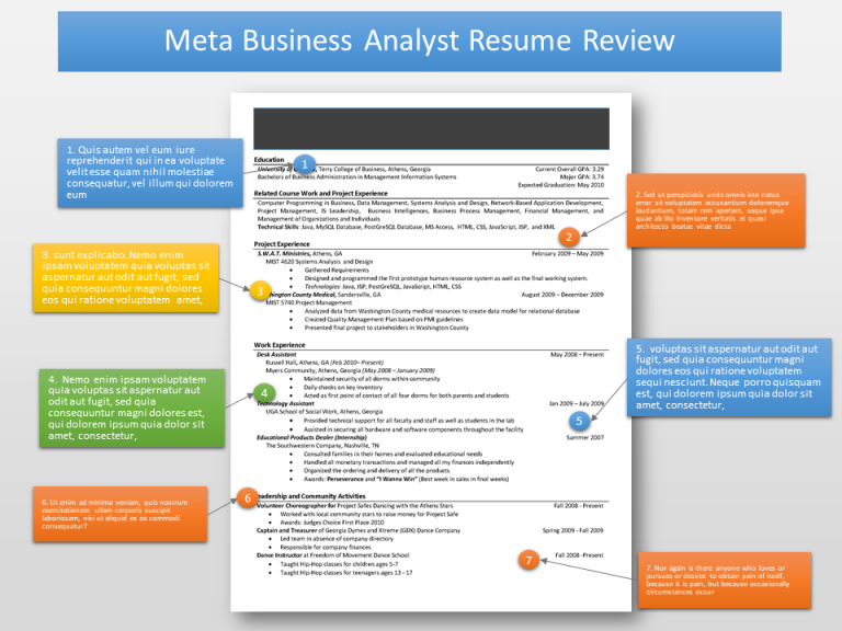 Meta Business Analyst Resume Review The Meta Business Analyst